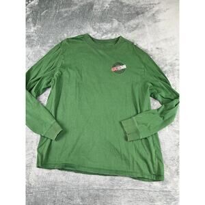 Men’s Green Guess Long-Sleeve Logo Tee L – Excellent Condition